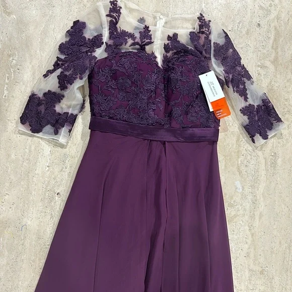 Chiffon‎ Jumpsuits Mother of The Bride Pant Suits Lace Appliques 3/4 NWT Size 4 - Picture 5 of 10